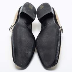 Jimmy Choo Gold Patent And Suede Slip On Loafers Size 46
