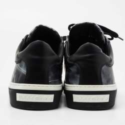 مملوكة مسبقًا Jimmy Choo Black/Grey Leather Lace Up Sneakers Size 45