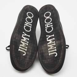 مملوكة مسبقًا Jimmy Choo Black/Grey Leather Lace Up Sneakers Size 45