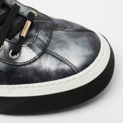 مملوكة مسبقًا Jimmy Choo Black/Grey Leather Lace Up Sneakers Size 45