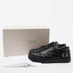 Jimmy Choo Black Studded Leather Roman Sneakers Size 43