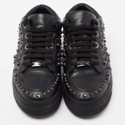 Jimmy Choo Black Studded Leather Roman Sneakers Size 43