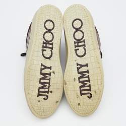 Pre Owned Jimmy Choo Dark Brown Croc Embossed Leather Belgravia High Top Sneakers Size 45