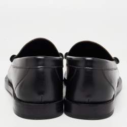 Jimmy Choo Black/Brown Leopard Print Calfhair and Leather Penny Loafers Size 39.5