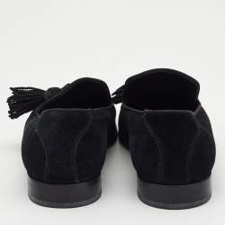 Pre Owned Jimmy Choo Black Suede and Leather Foxley Tassel Loafers Size 42