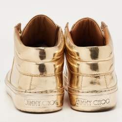 Jimmy Choo Metallic Gold Leather Belgravia  High Top Sneakers Size 41