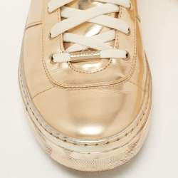 Jimmy Choo Metallic Gold Leather Belgravia  High Top Sneakers Size 41