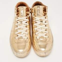 Jimmy Choo Metallic Gold Leather Belgravia  High Top Sneakers Size 41