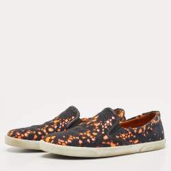 Jimmy Choo Black/Orange Lace Slip on Sneakers Size 39
