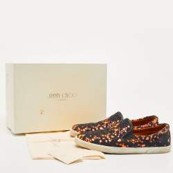 Jimmy Choo Black/Orange Lace Slip on Sneakers Size 39