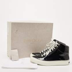 Jimmy Choo Black Patent Leather High Top Sneakers Size 41