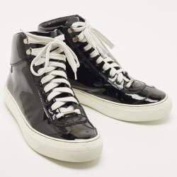 Jimmy Choo Black Patent Leather High Top Sneakers Size 41
