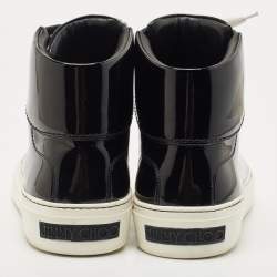 Jimmy Choo Black Patent Leather High Top Sneakers Size 41