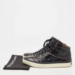 Jimmy Choo Black Croc Embossed Leather Belgravia Sneakers Size 44