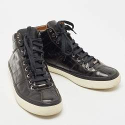Jimmy Choo Black Croc Embossed Leather Belgravia Sneakers Size 44