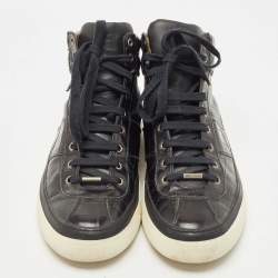 Jimmy Choo Black Croc Embossed Leather Belgravia Sneakers Size 44