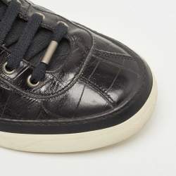 Jimmy Choo Black Croc Embossed Leather Belgravia Sneakers Size 44