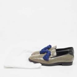 Jimmy Choo Two Tone Printed Coated Canvas Foxley Smoking Slippers Size 39