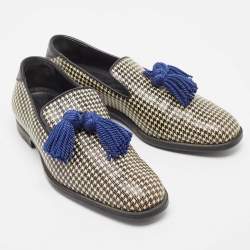 Jimmy Choo Two Tone Printed Coated Canvas Foxley Smoking Slippers Size 39
