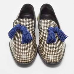 Jimmy Choo Two Tone Printed Coated Canvas Foxley Smoking Slippers Size 39