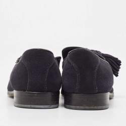 Jimmy Choo Navy Blue Suede Foxley Smoking Slippers Size 41