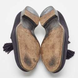 Jimmy Choo Navy Blue Suede Foxley Smoking Slippers Size 41