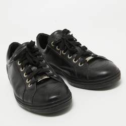 Jimmy Choo Black Leather Ace Low Top Sneakers Size 43.5