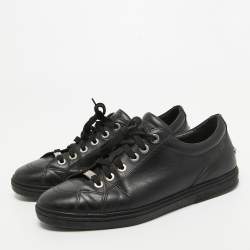 Jimmy Choo Black Leather Ace Low Top Sneakers Size 43.5