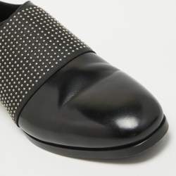 Jimmy Choo Black Leather Embellished Slip On Loafers Size 42