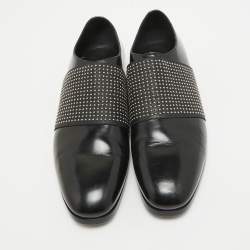 Jimmy Choo Black Leather Embellished Slip On Loafers Size 42