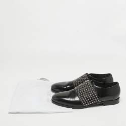 Jimmy Choo Black Leather Embellished Slip On Loafers Size 42
