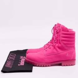 Jimmy Choo  X Timberland®  Pink  Velvet Lace Up Boots Size 45