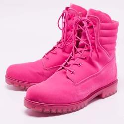 Jimmy Choo  X Timberland®  Pink  Velvet Lace Up Boots Size 45