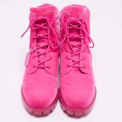 Jimmy Choo  X Timberland®  Pink  Velvet Lace Up Boots Size 45