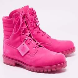 Jimmy Choo  X Timberland®  Pink  Velvet Lace Up Boots Size 45