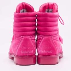 Jimmy Choo  X Timberland®  Pink  Velvet Lace Up Boots Size 45