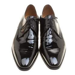 J.M.Weston Black Patent Leather Lace Up Derby Size 43