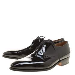 J.M.Weston Black Patent Leather Lace Up Derby Size 43