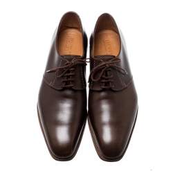 J.M Weston Brown Leather Lace Up Derby Size 41