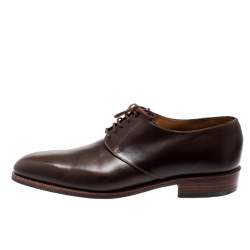 J.M Weston Brown Leather Lace Up Derby Size 41