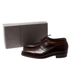 J.M Weston Brown Leather Lace Up Derby Size 41