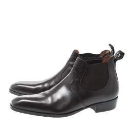 J.M. Weston Dark Brown Leather Chelsea Boots Size 42
