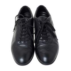 J.M Weston Black Leather Low Top Sneakers Size 42