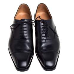 J.M.Weston Black Leather Lace Up Square Toe Derby Size 40