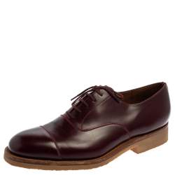 J.M.Weston Burgundy Leather Cap Toe Lace Up Oxford Size 41