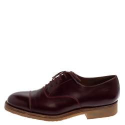 J.M.Weston Burgundy Leather Cap Toe Lace Up Oxford Size 41