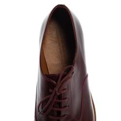 J.M.Weston Burgundy Leather Cap Toe Lace Up Oxford Size 41