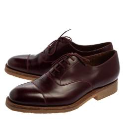 J.M.Weston Burgundy Leather Cap Toe Lace Up Oxford Size 41