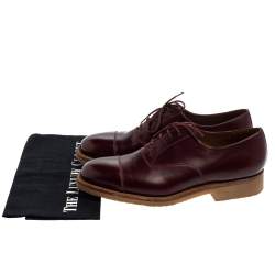 J.M.Weston Burgundy Leather Cap Toe Lace Up Oxford Size 41