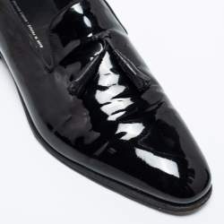 J.M.Weston Black Patent Leather Tassel Slip On Loafers Size 42
